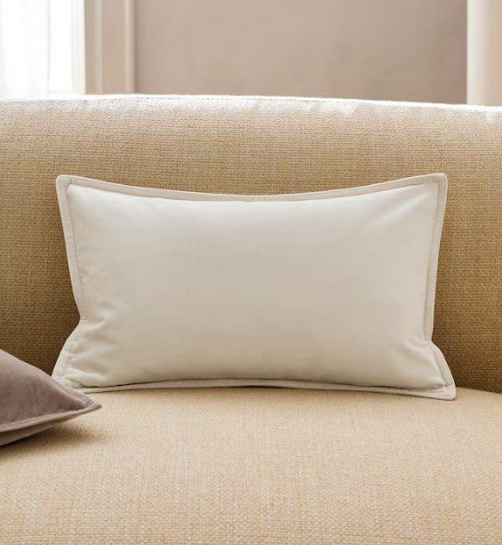 Mango - coussin velours beige
