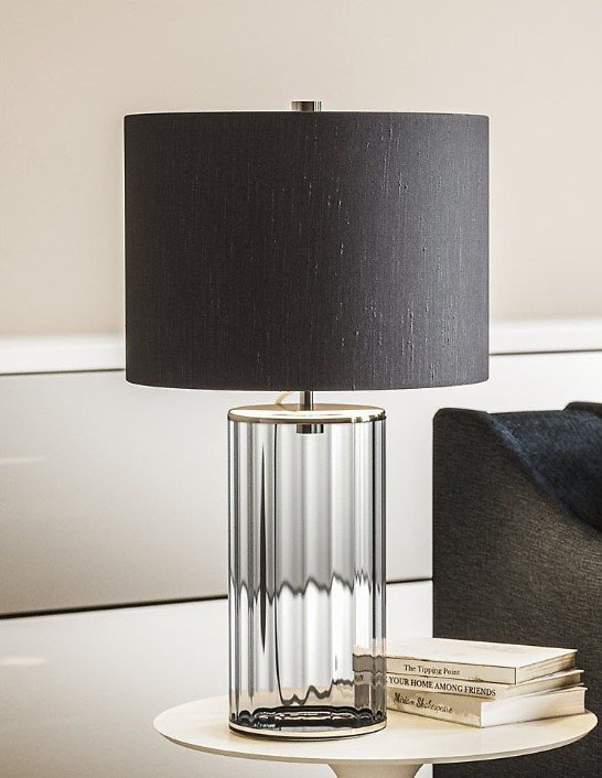 Lampe de table Reno - fumé - Nickel poli