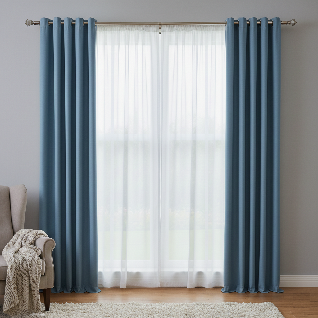 décoration - Les rideaux bleu