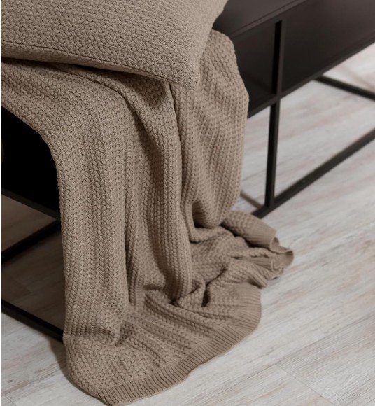 plaid en laine beige